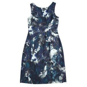 Antonio Melani Floral Midi Dress Size 6 Blue White Sleeveless Party.